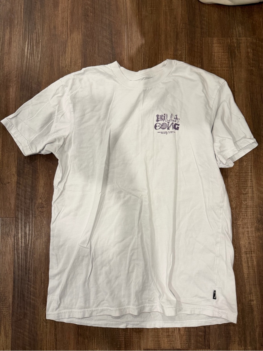 Billabong White T-Shirt with Purple Chest Logo